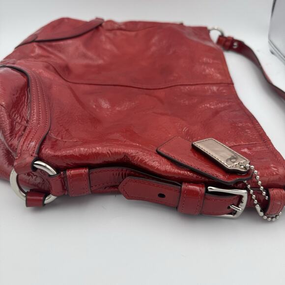 COACH Purse Womens Vintage Crimson Red Chelsea Patent Leather Hobo Purse - Picture 5 of 7